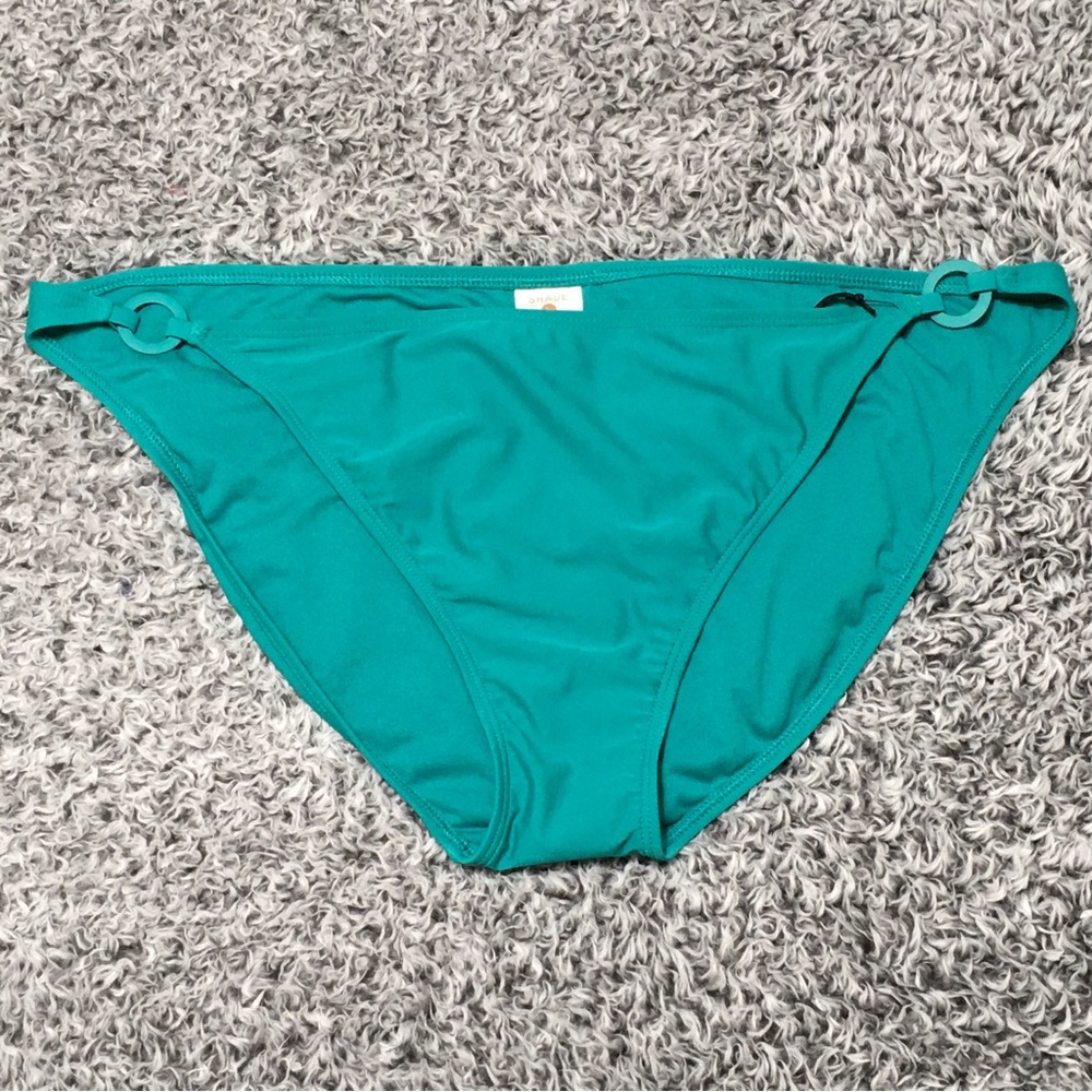 Shade & Shore XL (16) Teal Low Rise High Leg Cheeky Ring Detail Bikini Bottom